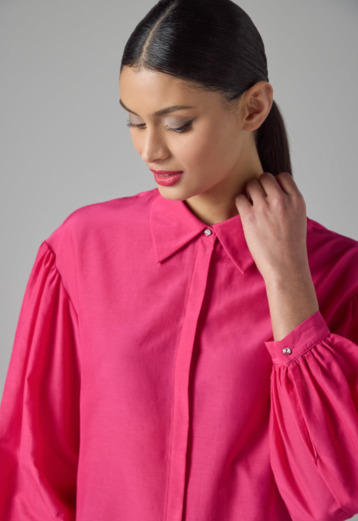 Choice Long Sleeve Basic Shirt Fuchsia