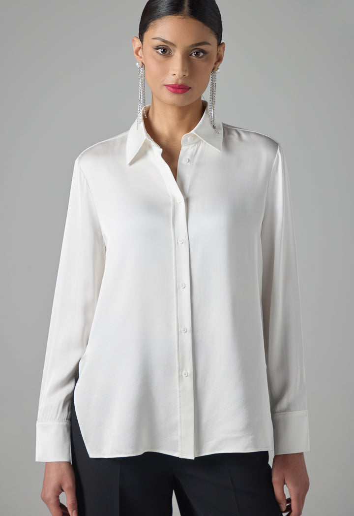 Choice Long Sleeves Basic Shirt Off White