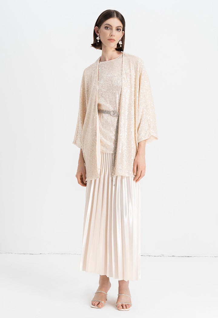 Choice Kimono Sleeves Sequins Cardigan Sand Beige