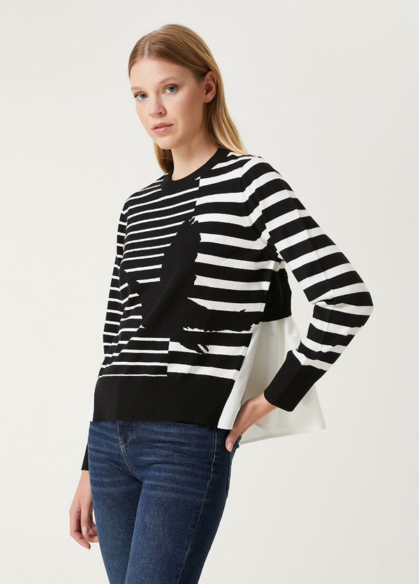 Beymen Club Striped Garnished Sweater Black