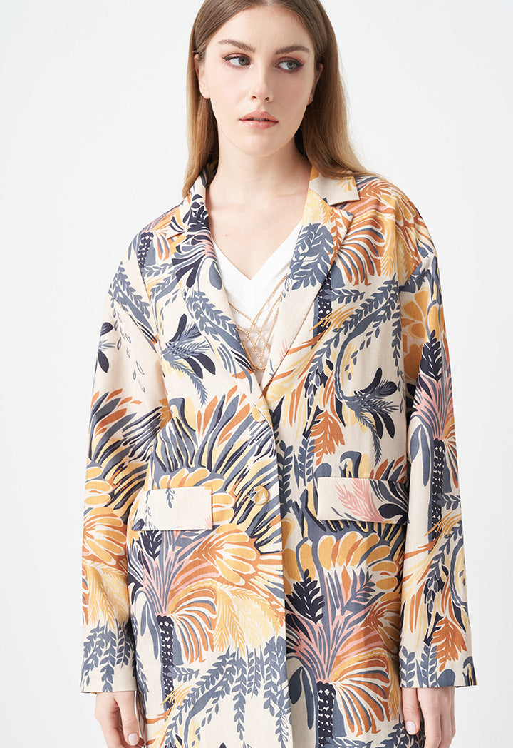 Choice Allover Printed Blazer Yellow Print