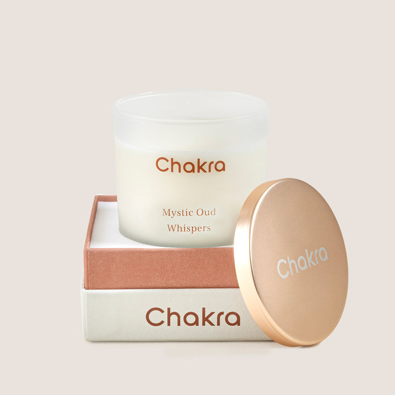 Chakra Scented Candle 400 G - Mystic Oud Whispers Oud
