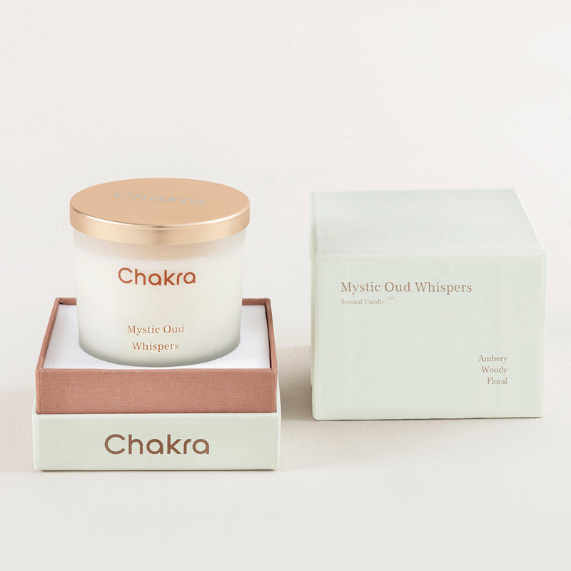 Chakra Scented Candle 400 G - Mystic Oud Whispers Oud