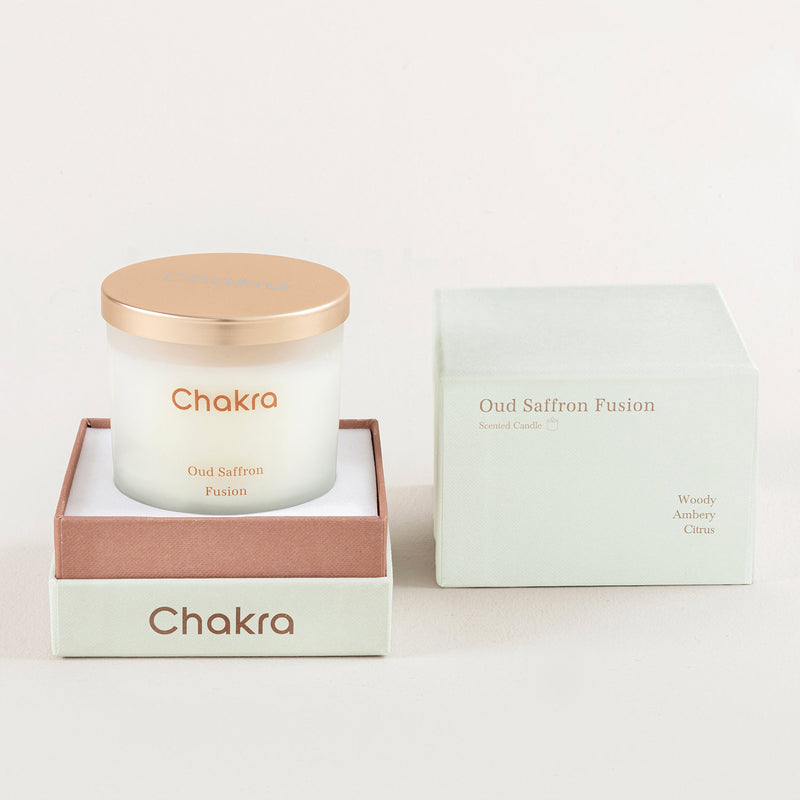 Chakra Scented Candle 400 G - Oud Saffron Fusion Oud