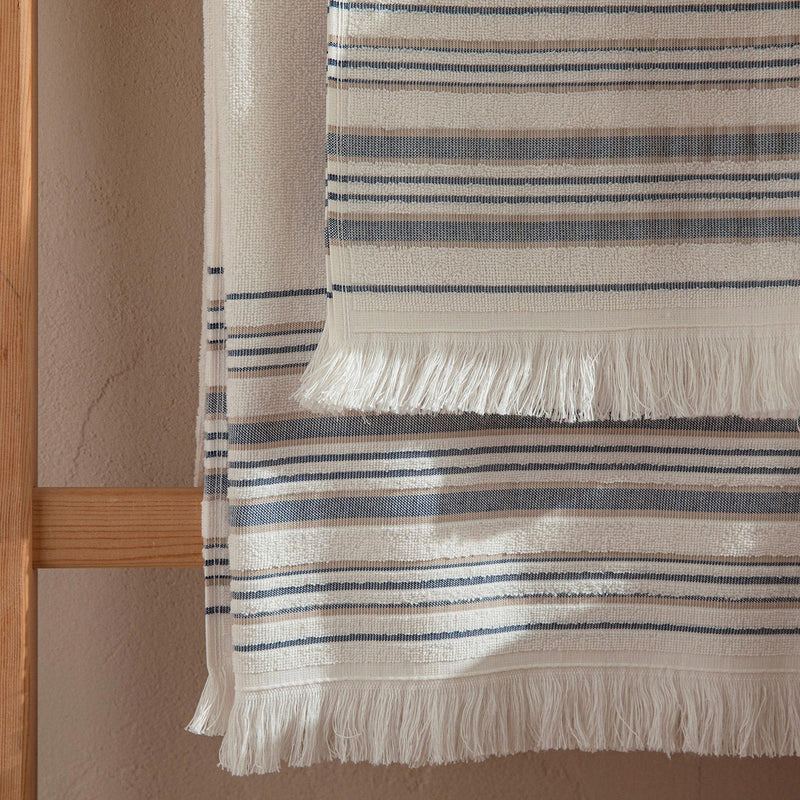 Chakra Derin Bamboo Face Towel 50X90 Cm Marine Blue/White