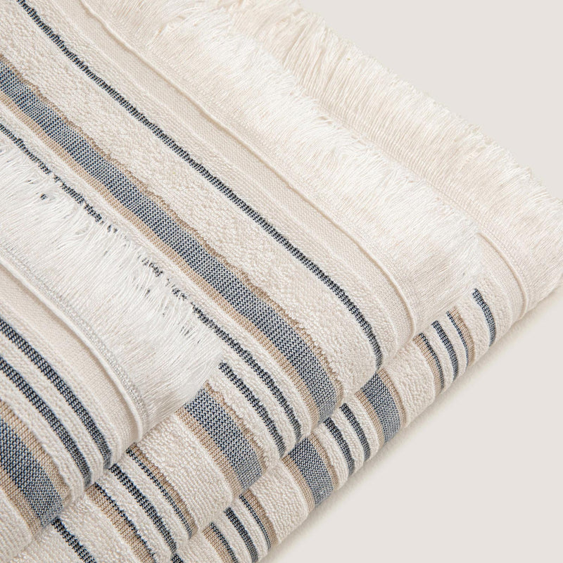 Chakra Derin Bamboo Face Towel 50X90 Cm Marine Blue/White