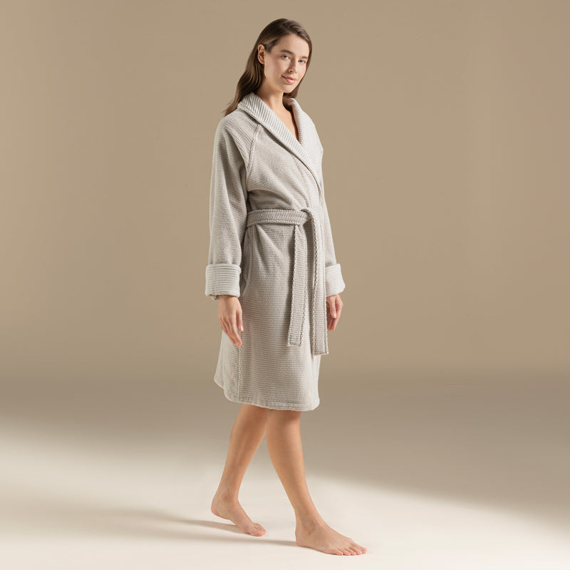 Chakra Eva Cotton Unisex Bathrobe Light Grey