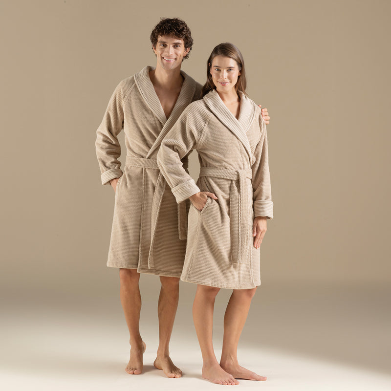 Chakra Eva Cotton Unisex Bathrobe Dark Beige