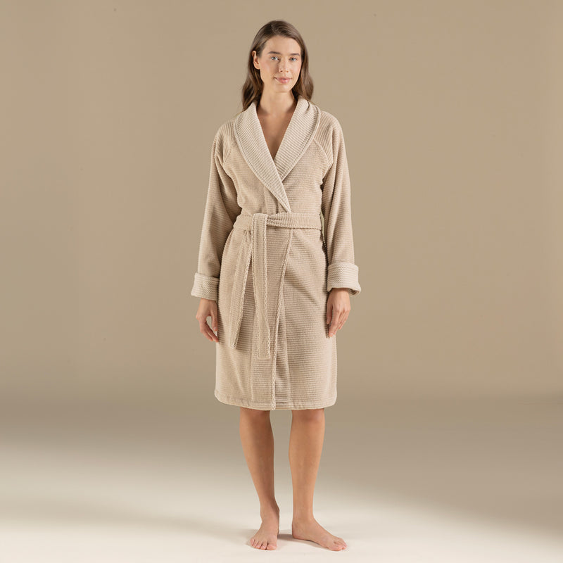 Chakra Eva Cotton Unisex Bathrobe Dark Beige