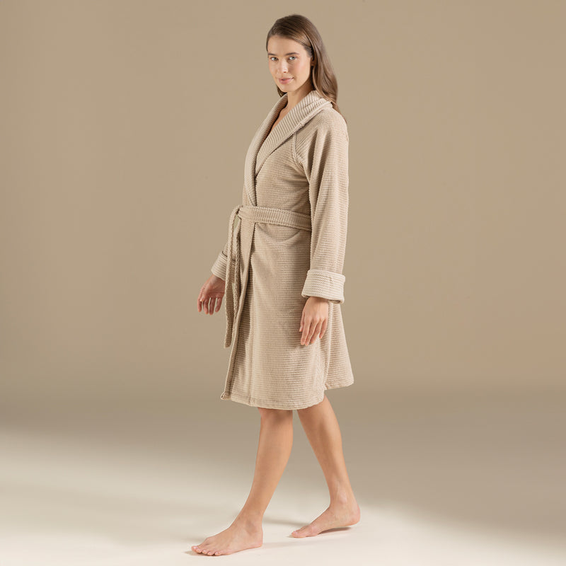 Chakra Eva Cotton Unisex Bathrobe Dark Beige