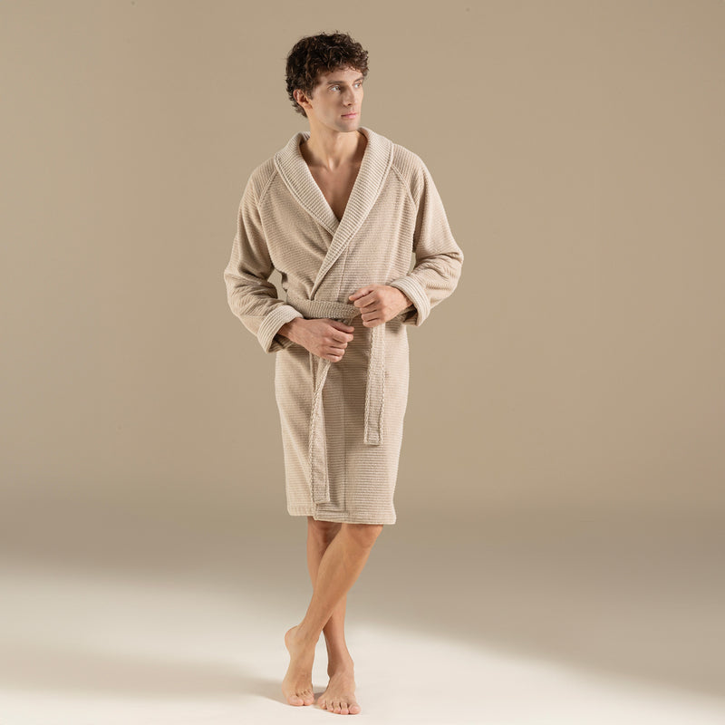 Chakra Eva Cotton Unisex Bathrobe Dark Beige