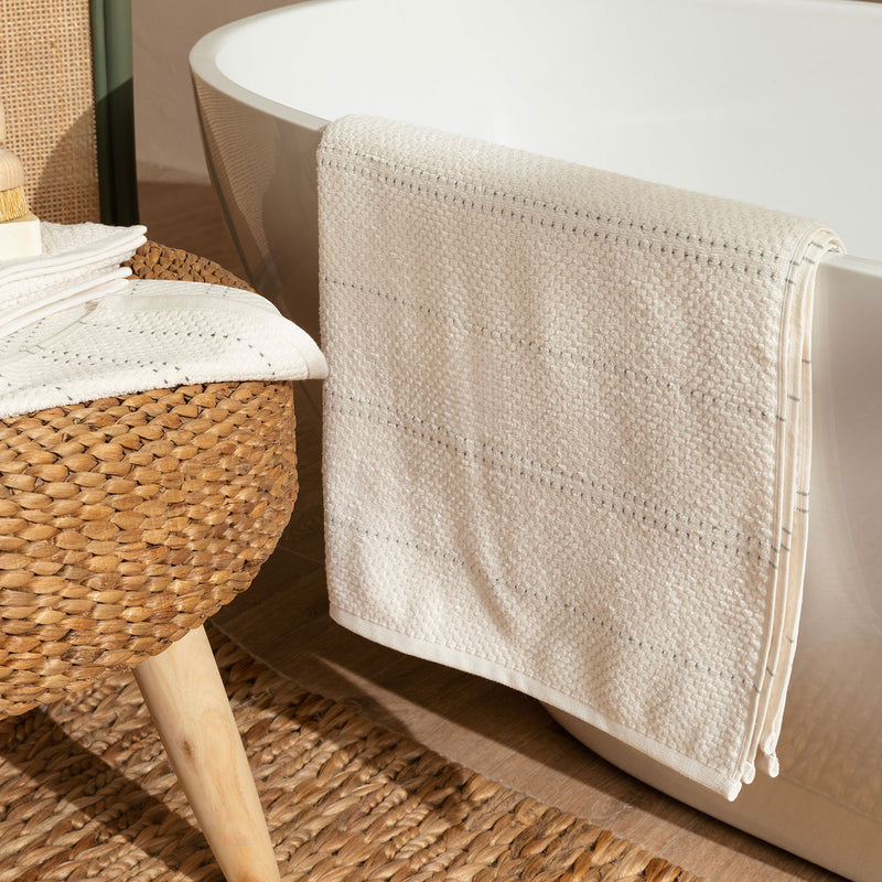 Chakra Etoile Bath Towel 85X150 Cm Ecru