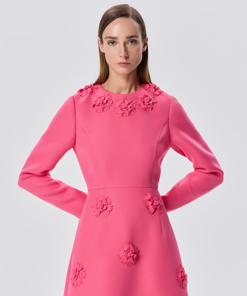 Machka Flower-Embroidered Dress Fuchsia