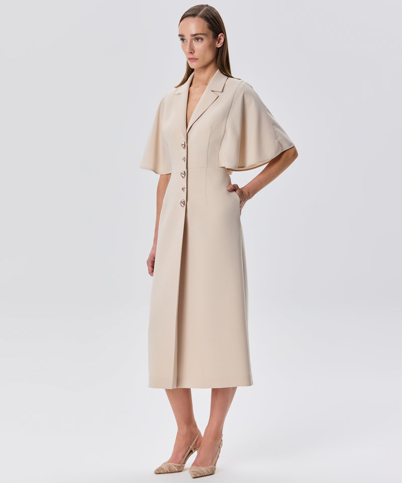 Machka Wide Sleeve Dress With Button Accessories Beige