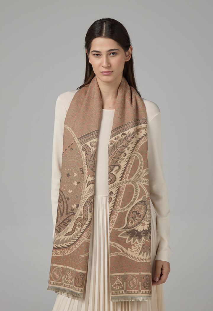 Choice Multi Pattern Pashmina Scarf Camel