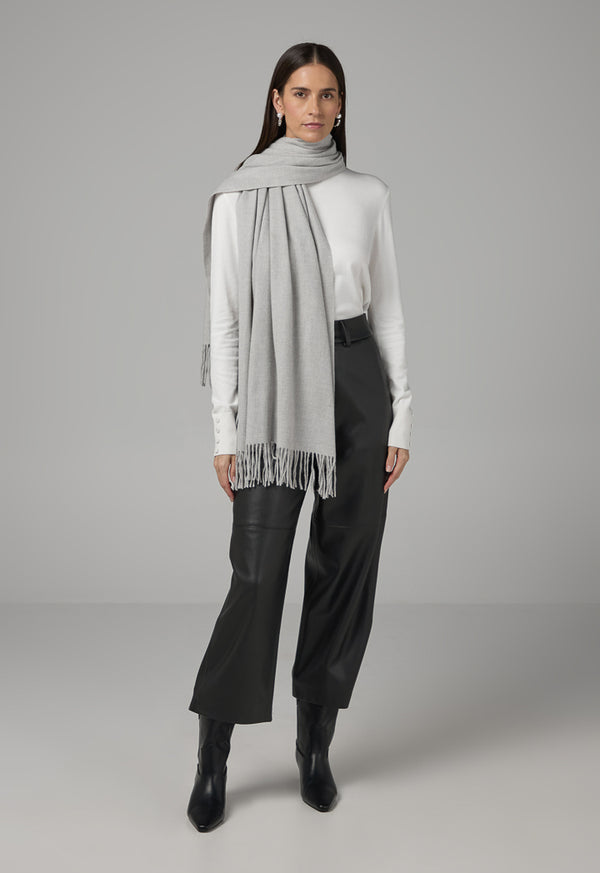 Choice Solid Tussles Winter Scarf Light Grey