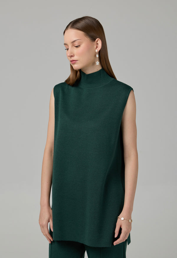 Choice Basic Sleeveless Knitted Top Green