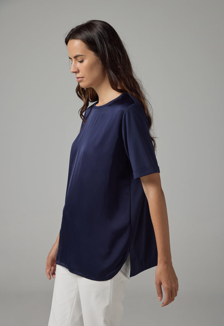 Choice Round Neck Basic T-Shirt  Navy