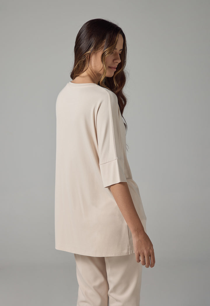 Choice Basic Crew Neck T-Shirt Beige