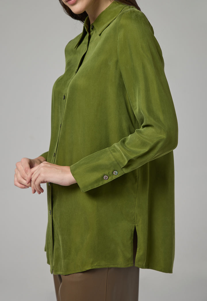 Choice Basic Regular Fit Solid Shirt Green