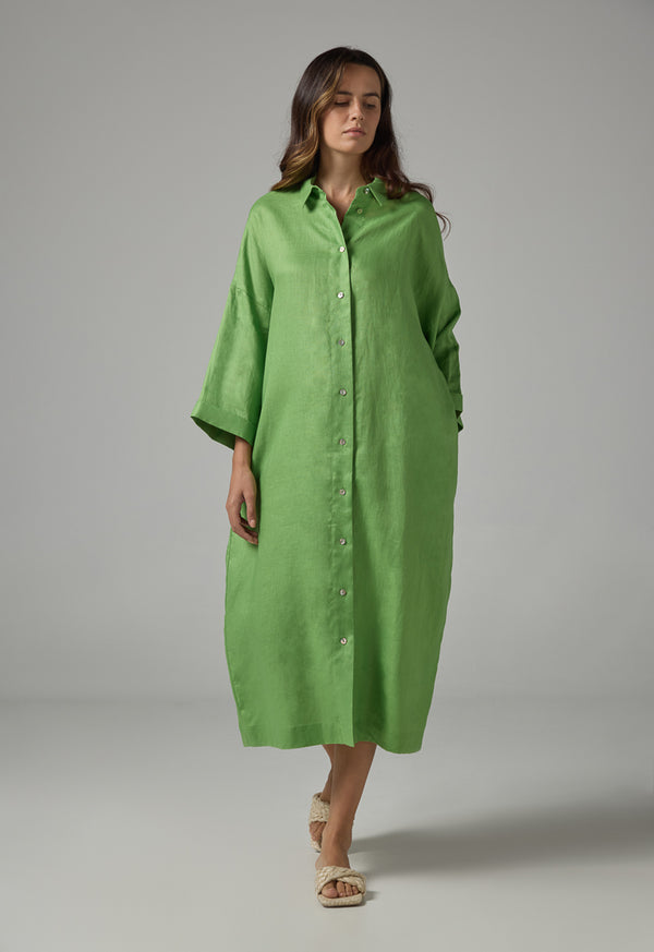 Choice Drop Shoulder Basic Shirt Dress  Green