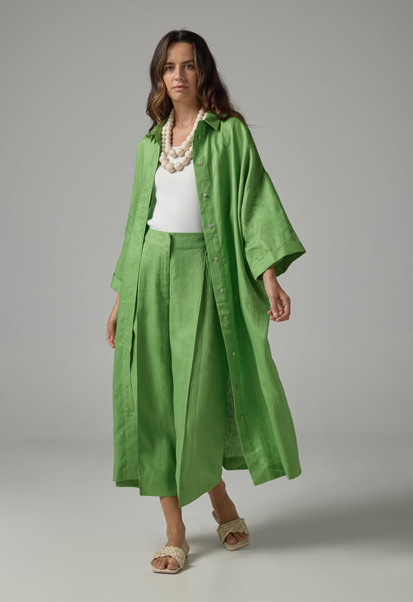 Choice Drop Shoulder Basic Shirt Dress  Green