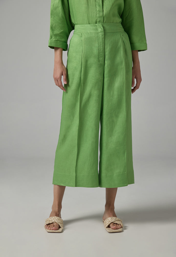 Choice Wide Leg Basic Trousers Green