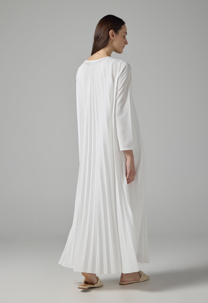 Choice Basic Pleated Maxi Dress Off White