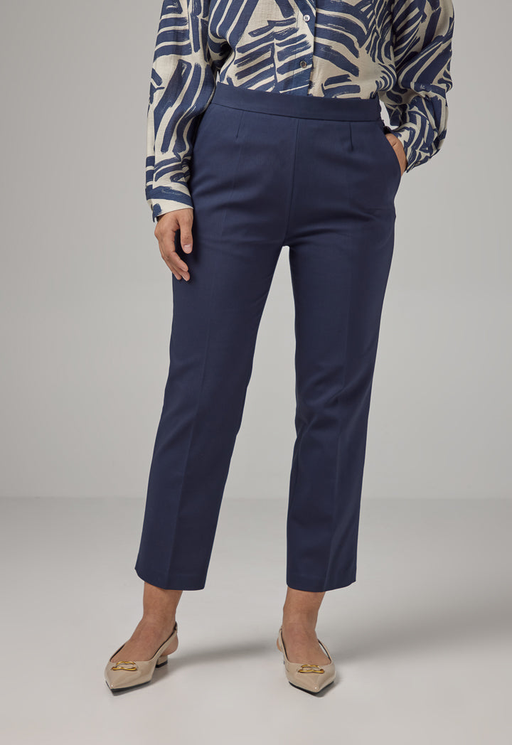 Choice Peg Leg High Waist Trousers Navy