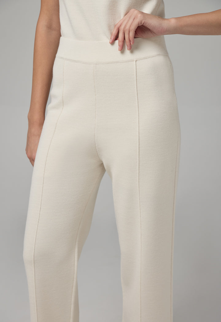 Choice Knitted Straight Fit Solid Pants Cream