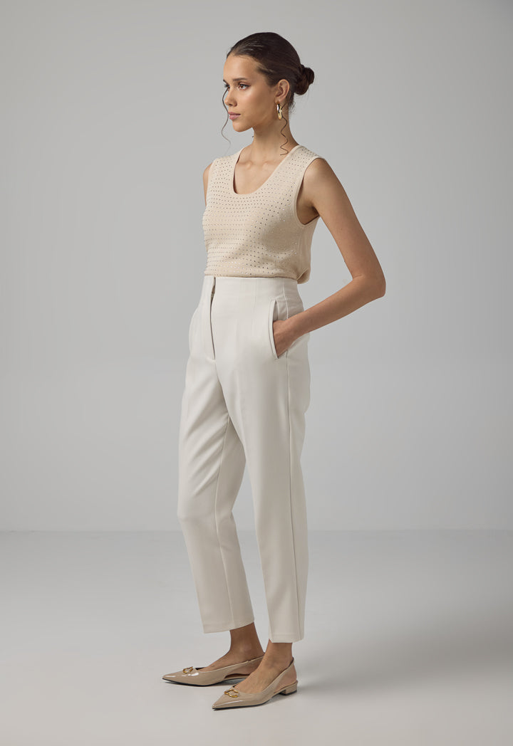 Choice Single Tone High-Waist Trousers Sand