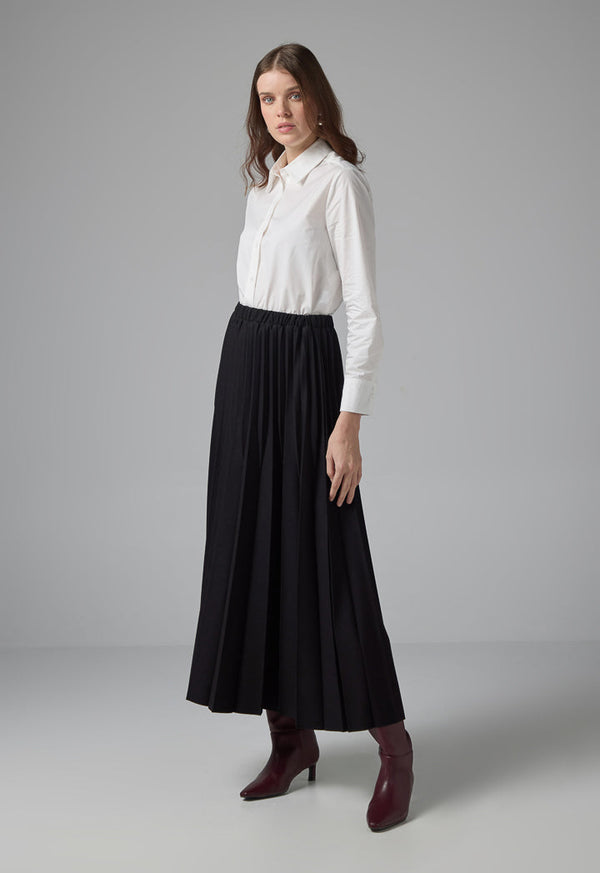 Choice All Over Pleated Solid Skirt Black