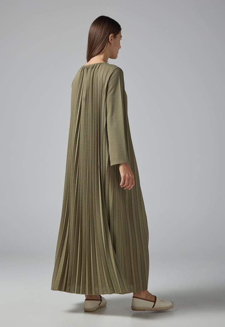 Choice Pleated Maxi Dress Khaki