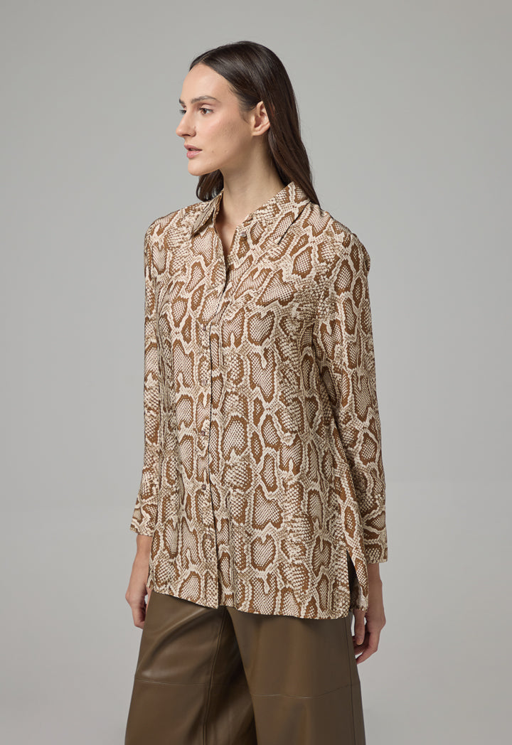 Choice All Over Snake Printed Shirt  Multi Color