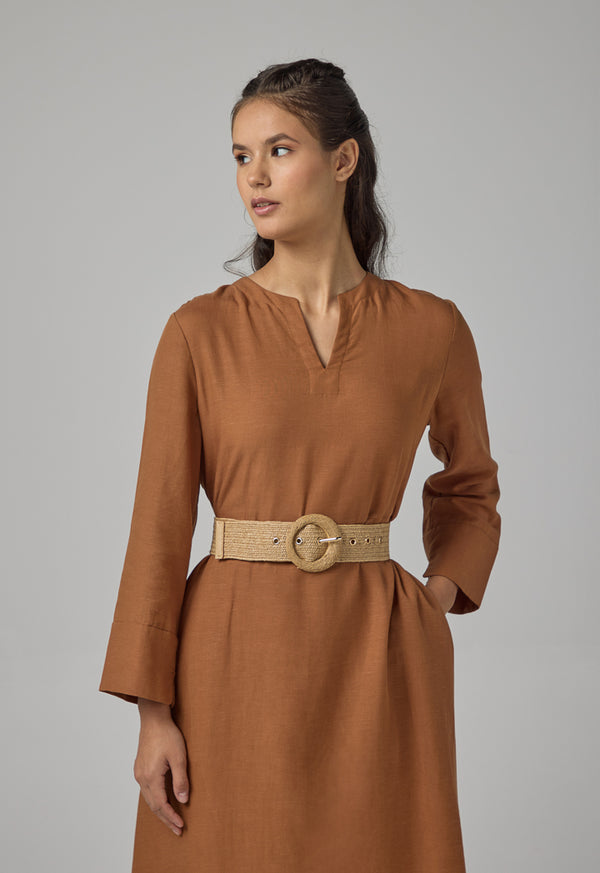 Choice Solid Faux Straw Belt Beige