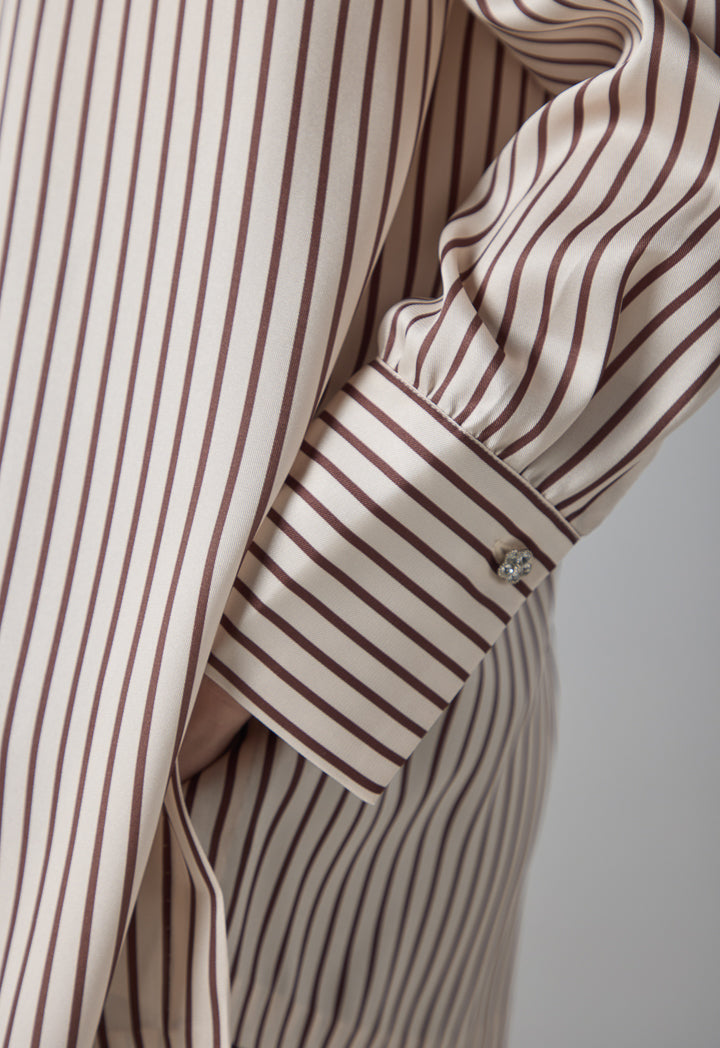 Choice Long Sleeve Striped Shirt Brown-Beige