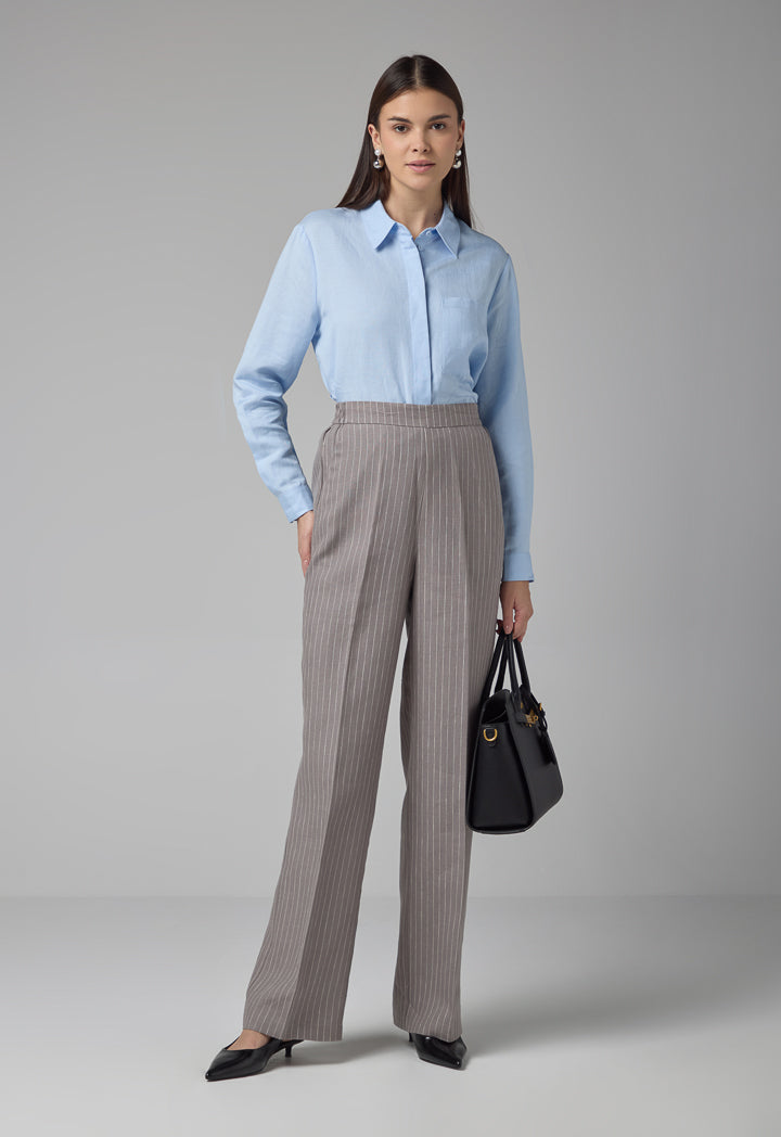 Choice Striped Wide Leg Trousers Grey