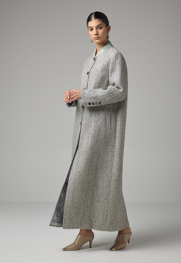 Choice Tweed Lurex Maxi Jacket  Grey