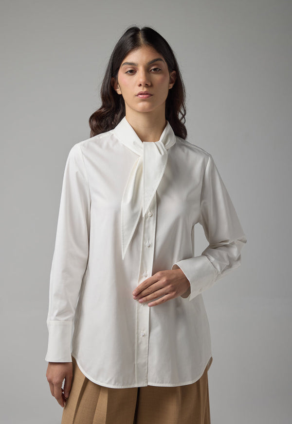 Choice Regular Fit High-Low Basic Shirt Off White