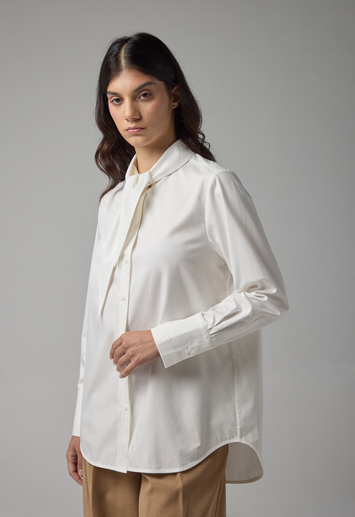 Choice Regular Fit High-Low Basic Shirt Off White