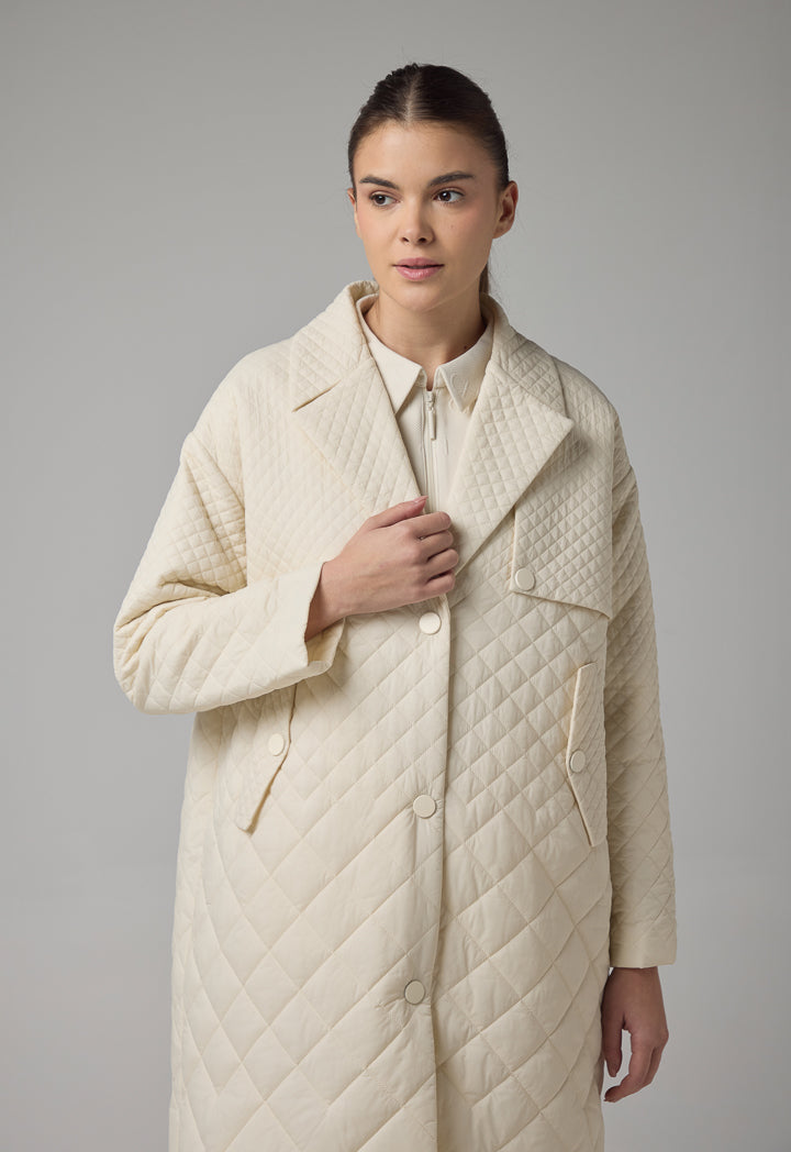 Choice Quilted Midi Winter Coat Sand