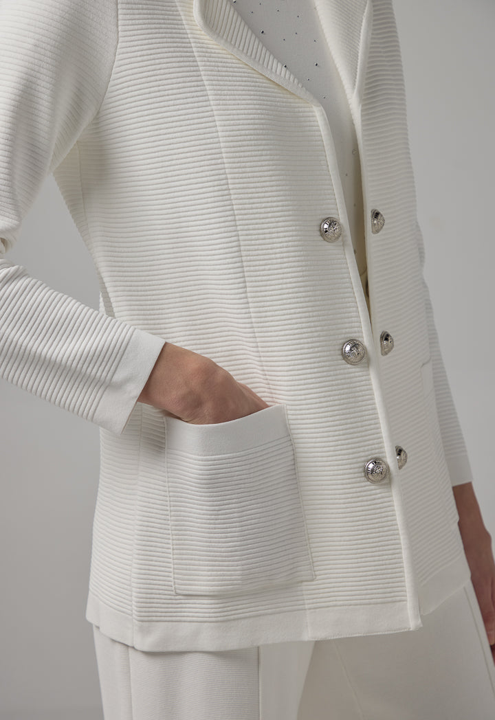 Choice Solid Long Sleeve Knitted Cardigan Off White