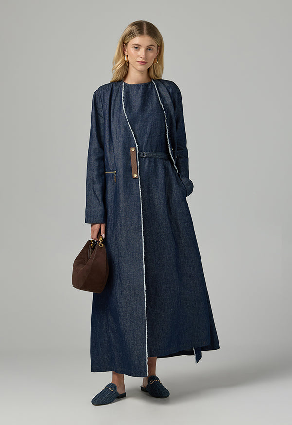 Choice Sleeveless Denim Midi Dress Navy