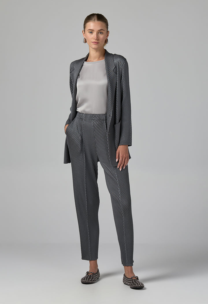 Choice Straight Cut Pleated Trousers Grey