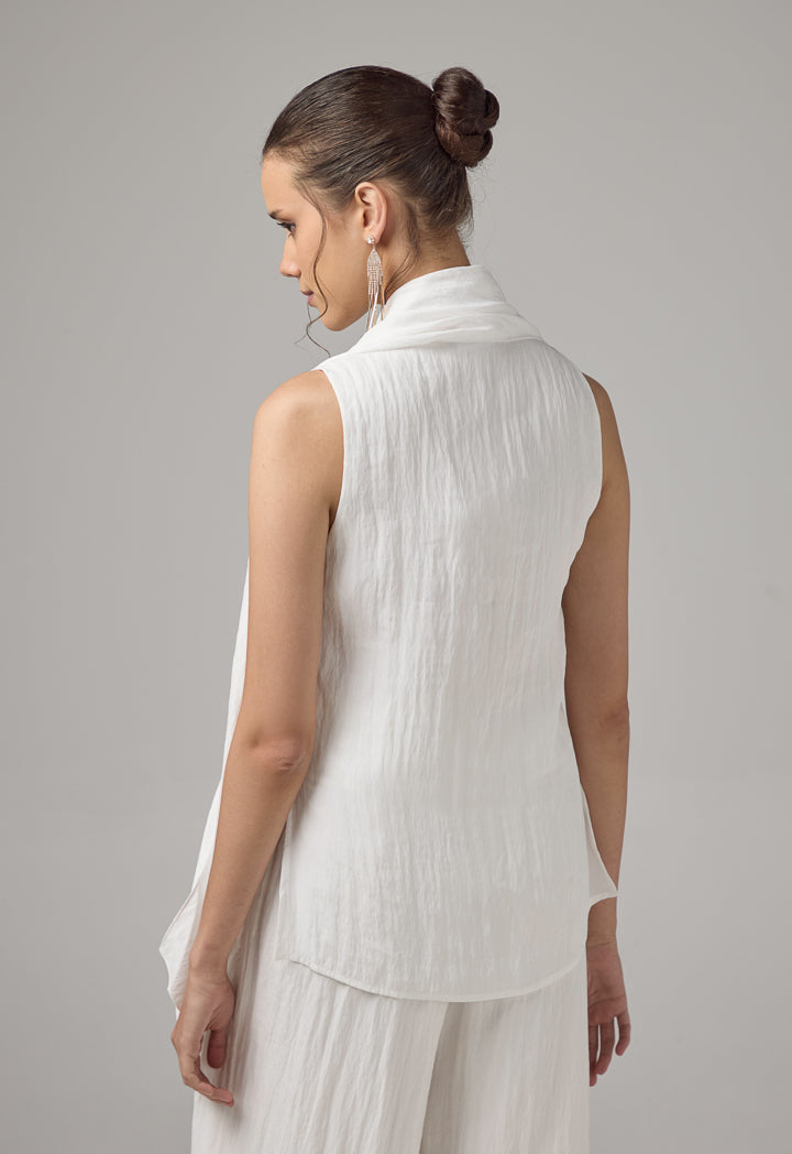 Choice Crinkled Sleeveless Top Off White