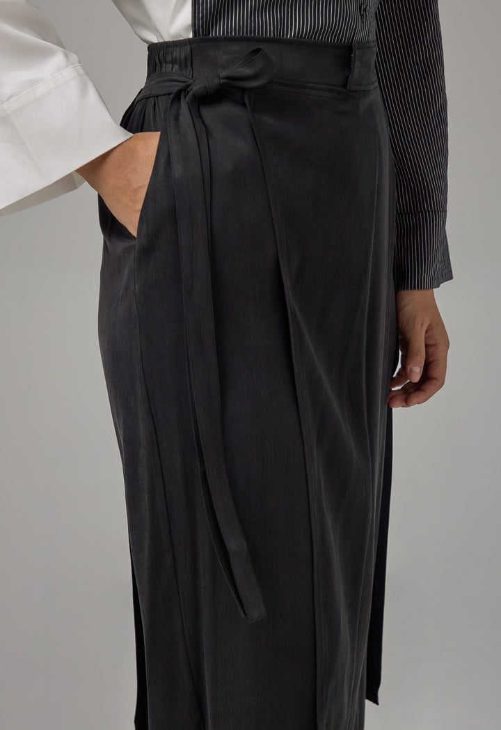 Choice Wrap Wide Leg Trousers Black