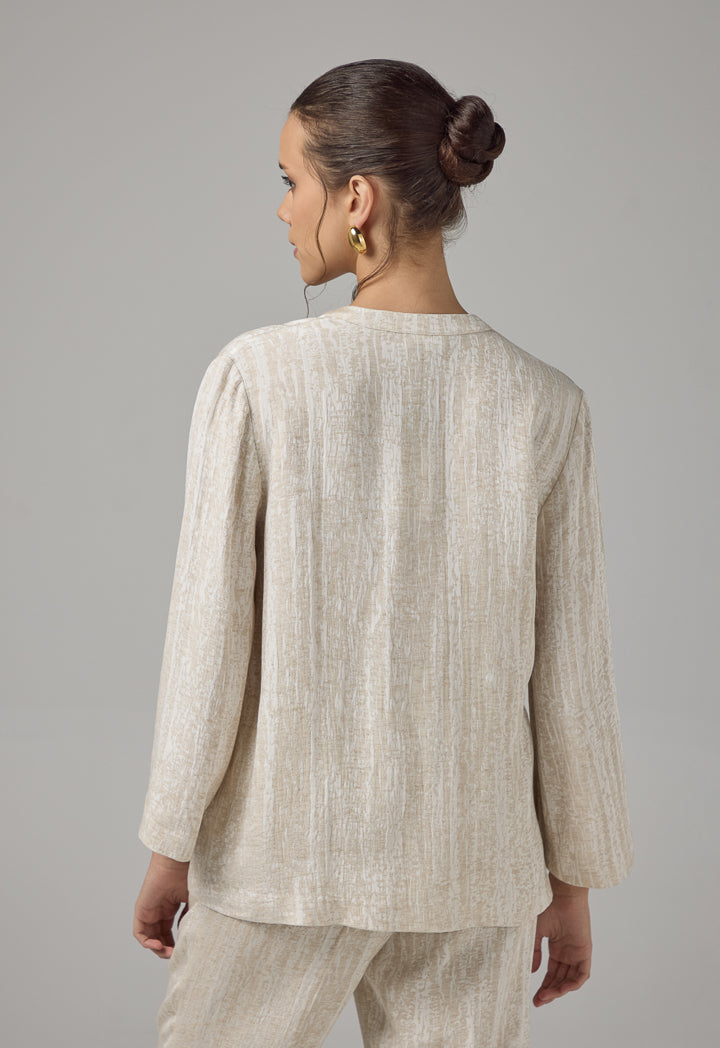 Choice Long Sleeve Blouse With Detachable Chain Beige