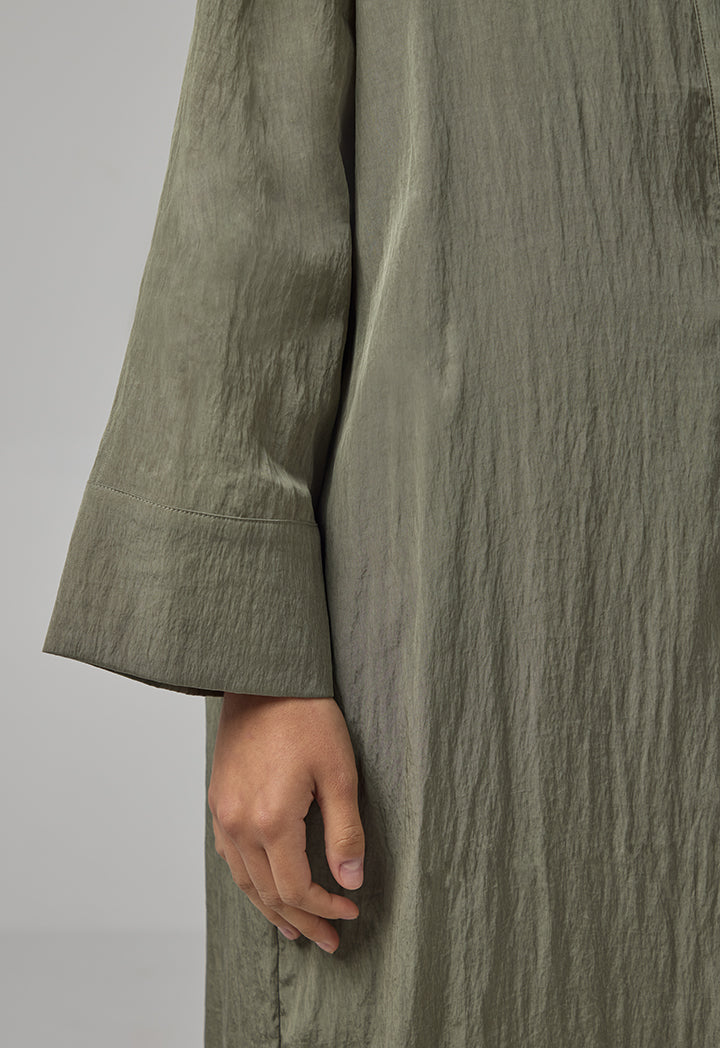 Choice Solid Crinkled Maxi Abaya Olive