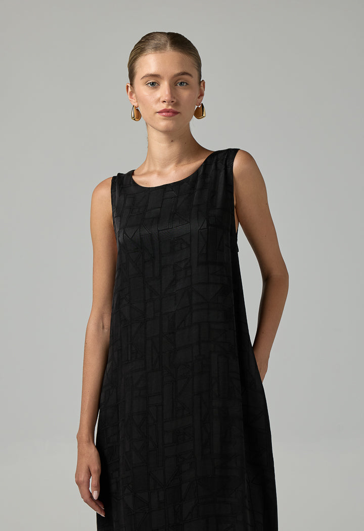 Choice Sleeveless Texture Dress  Black