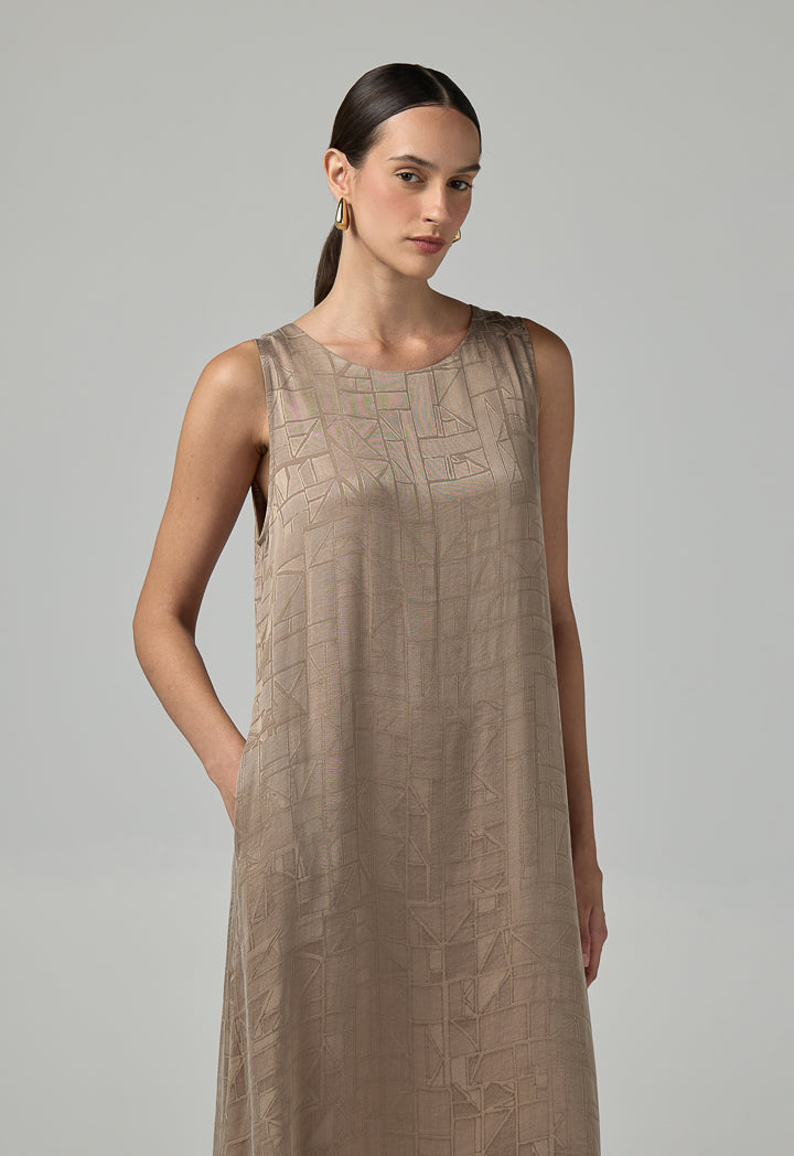 Choice Sleeveless Texture Dress  Vison